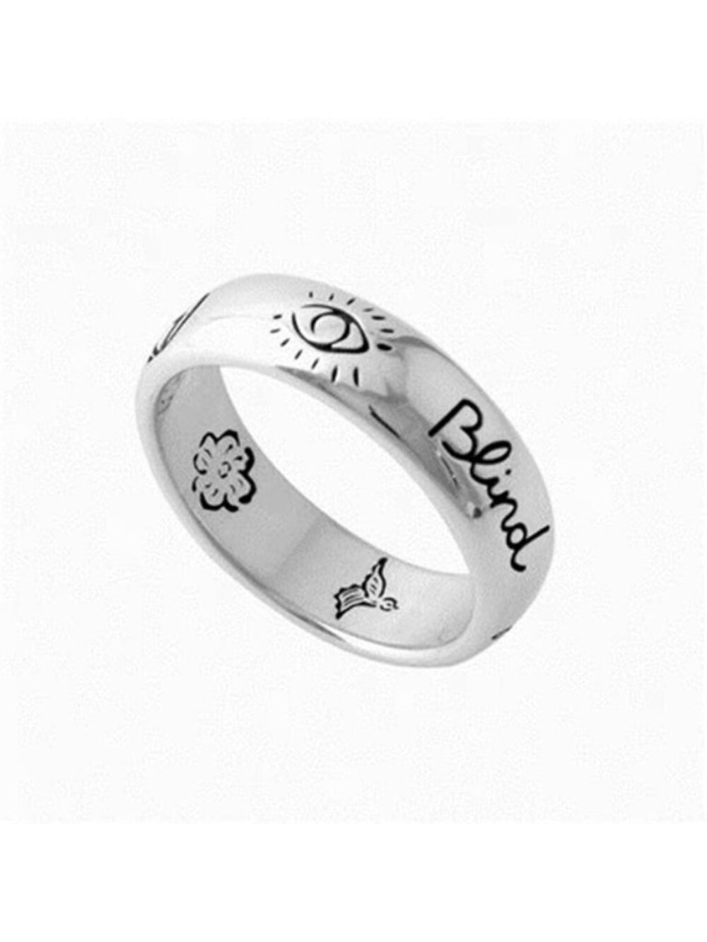 Gucci Blind for Love 925 W5mm Sterling Silver Band Ring JP12 455247